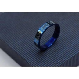 Bijbelkruis Heren 4Mm Blauwe Titanium Ring