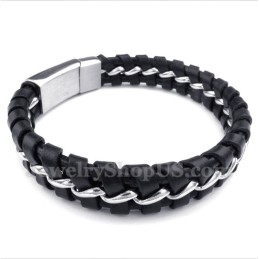 Heren Titanium Leren Armband