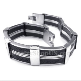 Herenarmband Van Titaniumrubber Met Grieks Meanderpatroon
