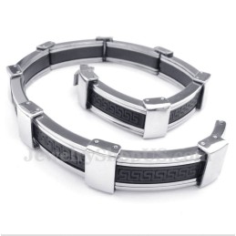 Heren Titanium Griekse Meanderpatroon Rubberen Armband