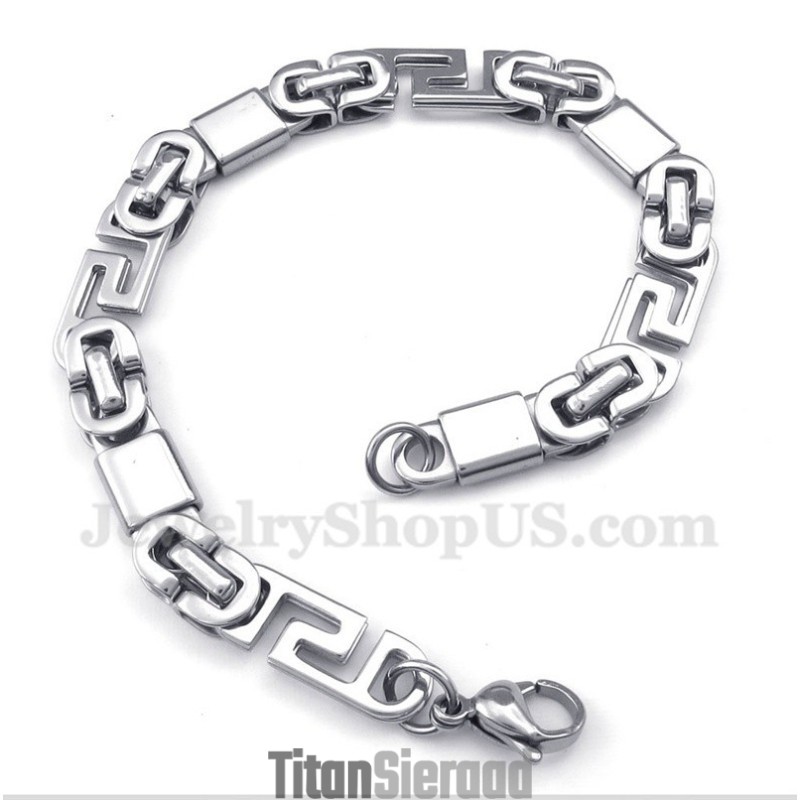 Heren Titanium Griekse Meanderpatroon Armband