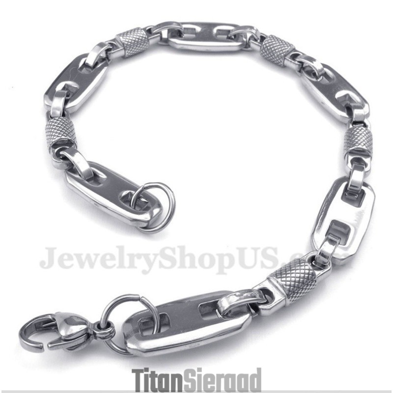 Herenarmband Van Titanium Met Ronde Kralen Herenarmband Van Titanium Met Ronde Kralen