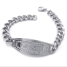 Herenarmband Van Titanium Met Griekse Meanderpatroon En Diamant