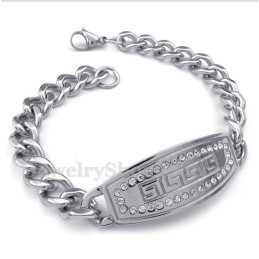 Herenarmband Van Titanium Met Griekse Meanderpatroon En Diamant