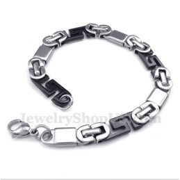 Heren Titanium Griekse Meanderpatroon Zwarte Armband