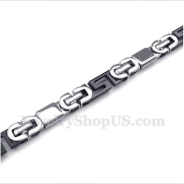Heren Titanium Griekse Meanderpatroon Zwarte Armband