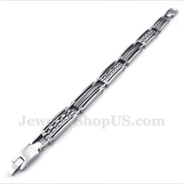 Heren Titanium Griekse Meanderpatroon Zwarte Armband