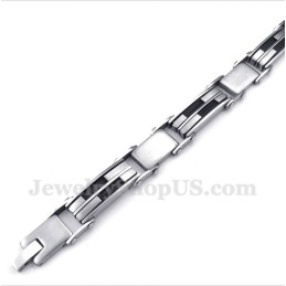 Heren Titanium Zwarte Kabelarmband