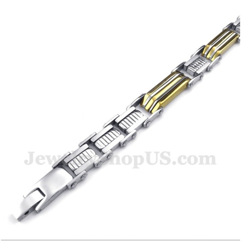 Heren Titanium Gouden Trapezium Armband