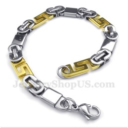 Herenarmband Van Titaniumgoud Met Grieks Meanderpatroon