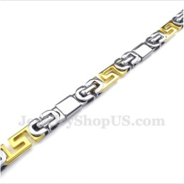 Herenarmband Van Titaniumgoud Met Grieks Meanderpatroon