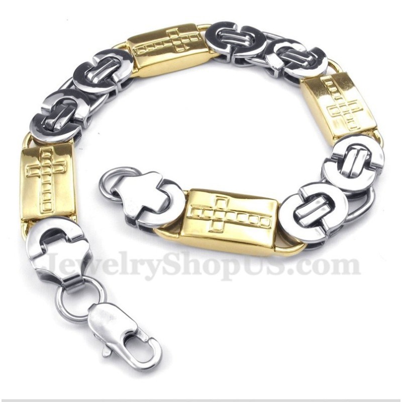 Titanium Gouden Kruisarmband Voor Heren