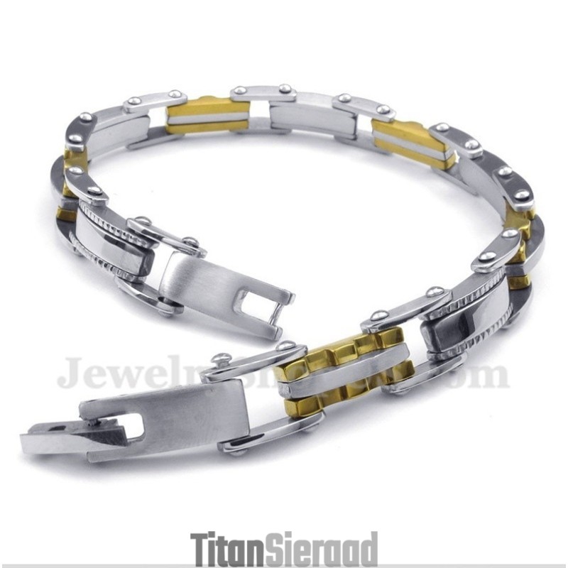 Heren Titanium Gouden Gekartelde Armband