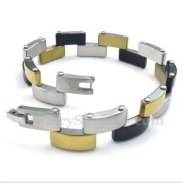 Heren Titanium Goud Zwarte Armband