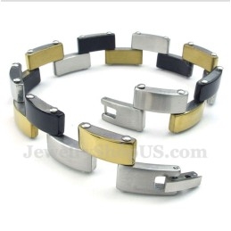 Heren Titanium Goud Zwarte Armband