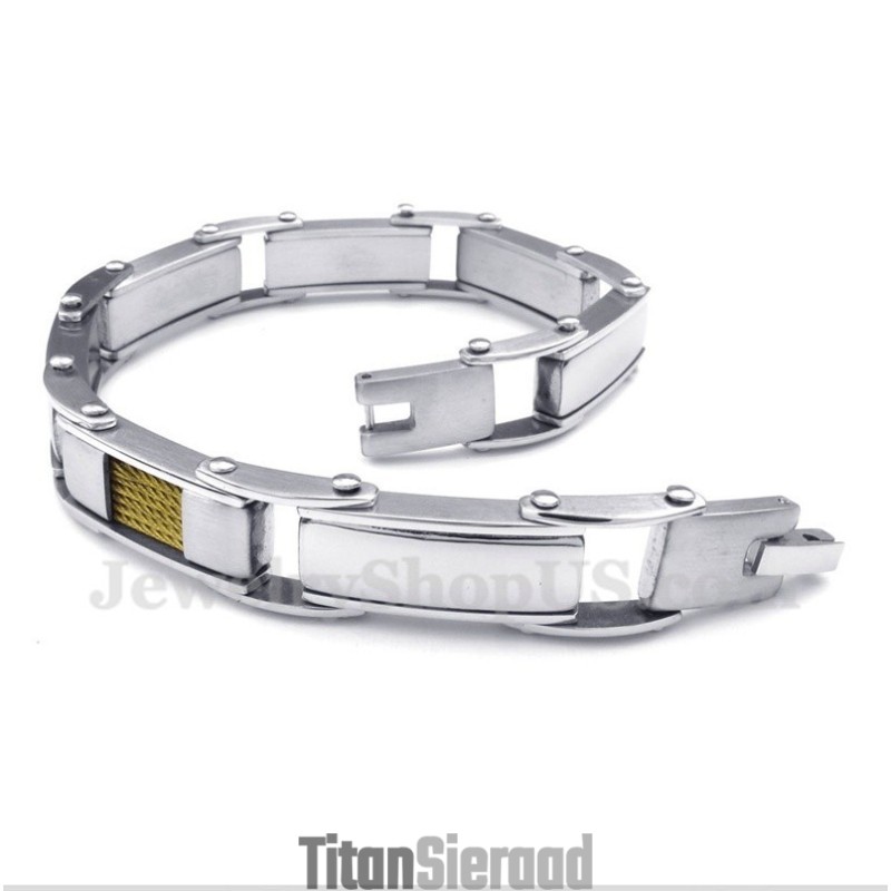 Heren Titanium Gouden Kabelarmband