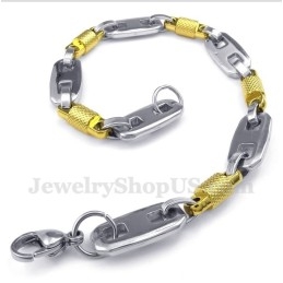 Heren Titanium Gouden Cilinder Armband