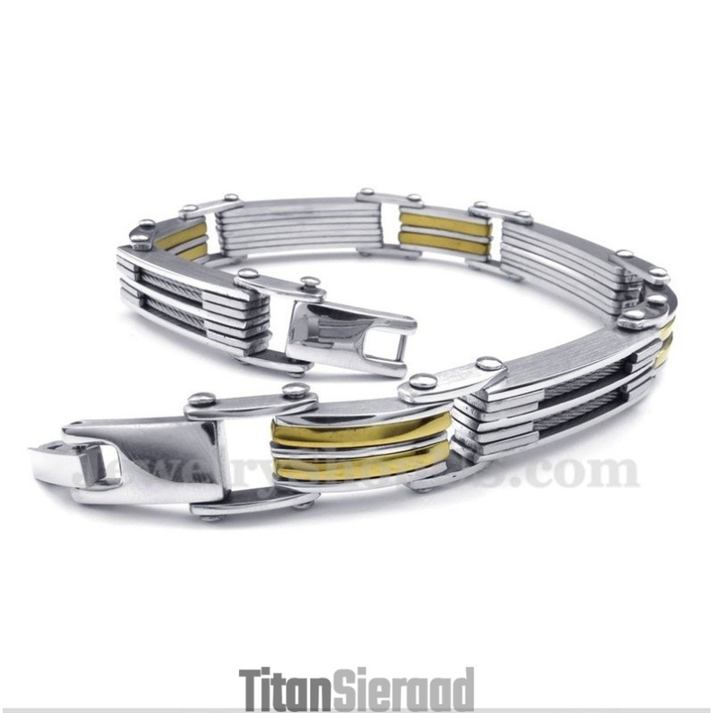 Heren Titanium Kabel Gouden Armband Heren Titanium Kabel Gouden Armband