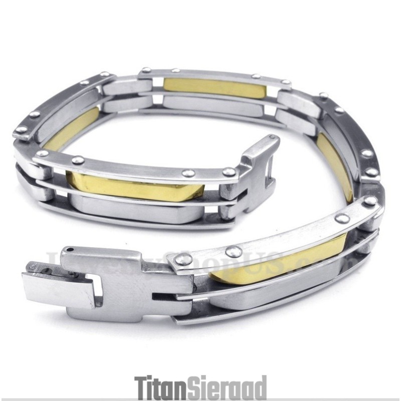 Heren Titanium Gouden Kabelarmband