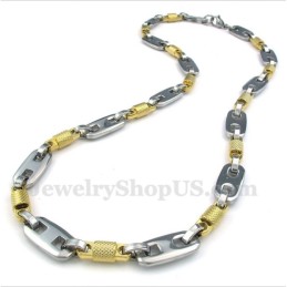 Heren Titanium Gouden Cilinder Ketting