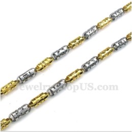 Heren Titanium Gouden Holle Cilinder Ketting