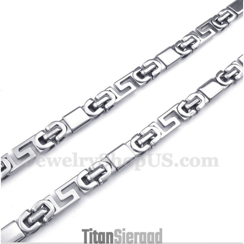 Heren Titanium Griekse Meanderpatroon Ketting Heren Titanium Griekse Meanderpatroon Ketting
