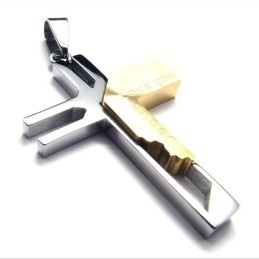 Ik Hou Van Je Jezus Kruis Titanium Hanger (Goud)