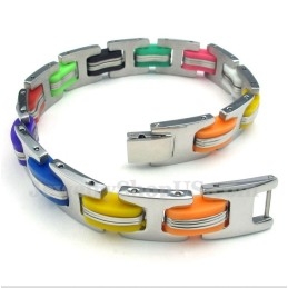 Heren Titanium Kleurrijke Rubberen Armband
