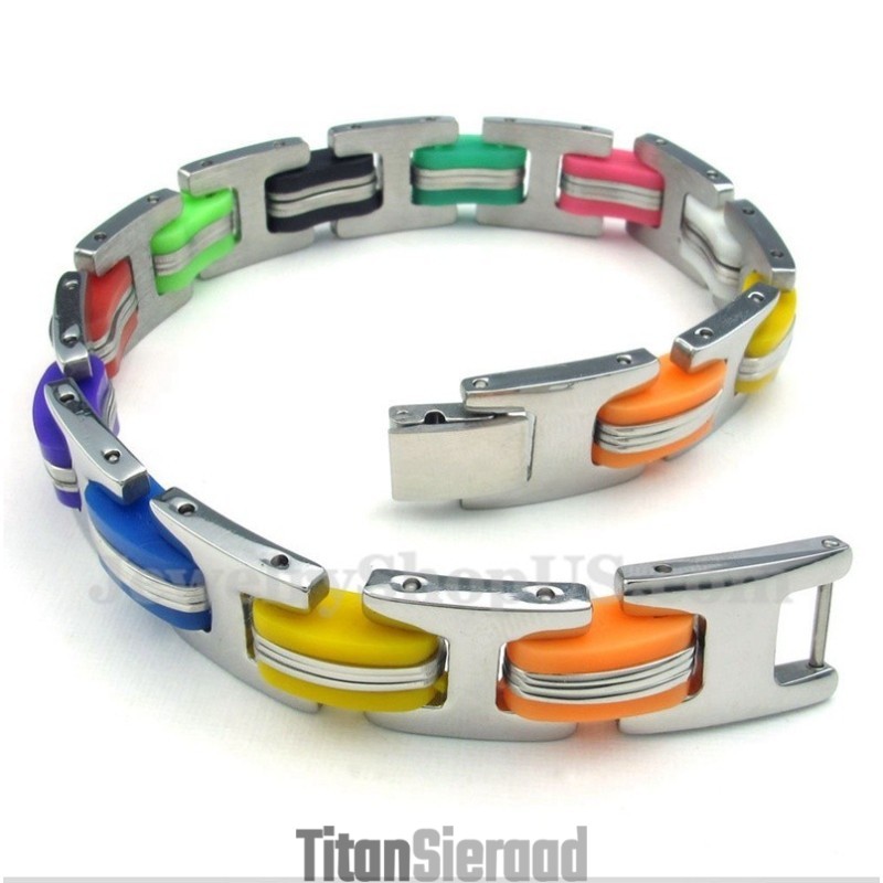 Heren Titanium Kleurrijke Rubberen Armband Heren Titanium Kleurrijke Rubberen Armband