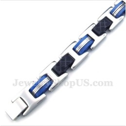 Heren Titanium Blauw Zwarte Rubberen Armband