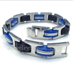 Heren Titanium Blauw Zwarte Rubberen Armband