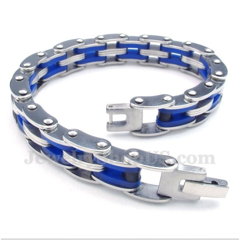 Heren Titanium Blauwe Rubberen Armband