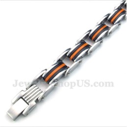 Heren Titanium Oranje Zwarte Rubberen Armband