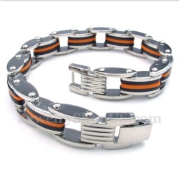 Heren Titanium Oranje Zwarte Rubberen Armband