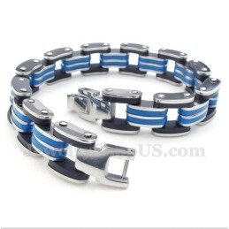 Heren Titanium Blauw Zwarte Rubberen Armband