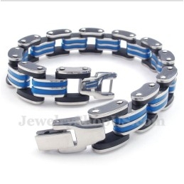 Heren Titanium Blauw Zwarte Rubberen Armband