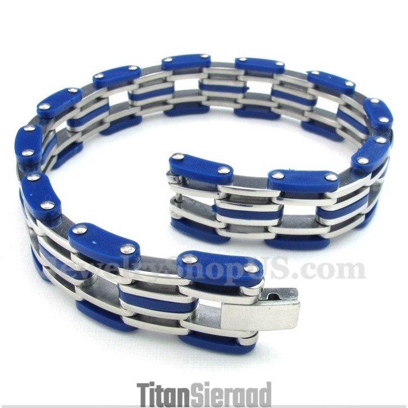 Heren Titanium Blauwe Rubberen Armband Heren Titanium Blauwe Rubberen Armband