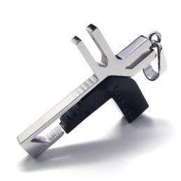 Titanium Hanger Met Love You Jesus Cross (Zwart)
