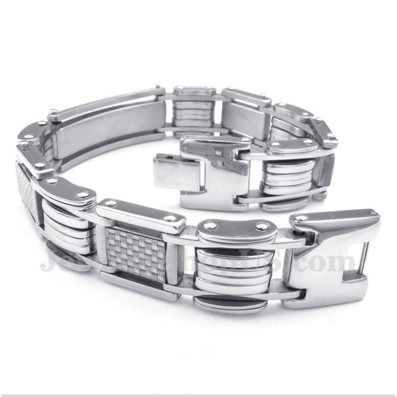 Heren Titanium Witte Koolstofvezel Armband