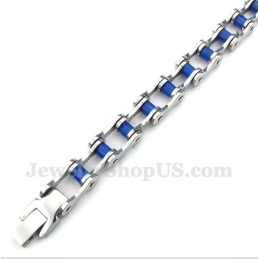 Heren Titanium Blauwe Rubberen Fietsketting Armband