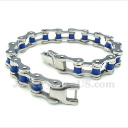 Heren Titanium Blauwe Rubberen Fietsketting Armband