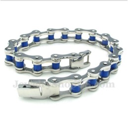 Heren Titanium Blauwe Rubberen Fietsketting Armband