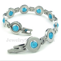 Heren Titanium Blauwe Ronde Kralen Armband
