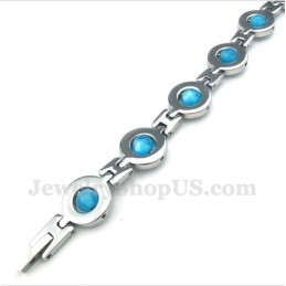 Heren Titanium Blauwe Ronde Kralen Armband