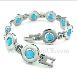 Heren Titanium Blauwe Ronde Kralen Armband
