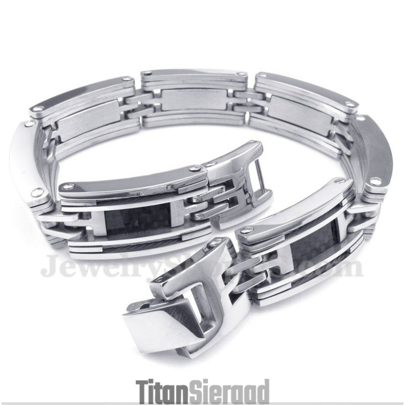 Heren Titanium Koolstofvezel Kabelarmband