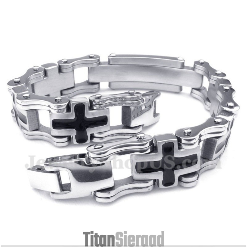 Titanium Zwarte Kruisarmband Voor Heren Titanium Zwarte Kruisarmband Voor Heren