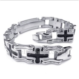 Titanium Zwarte Kruisarmband Voor Heren