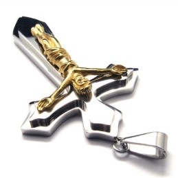 Tweelaags Kruis Titanium Hanger (Gloden)