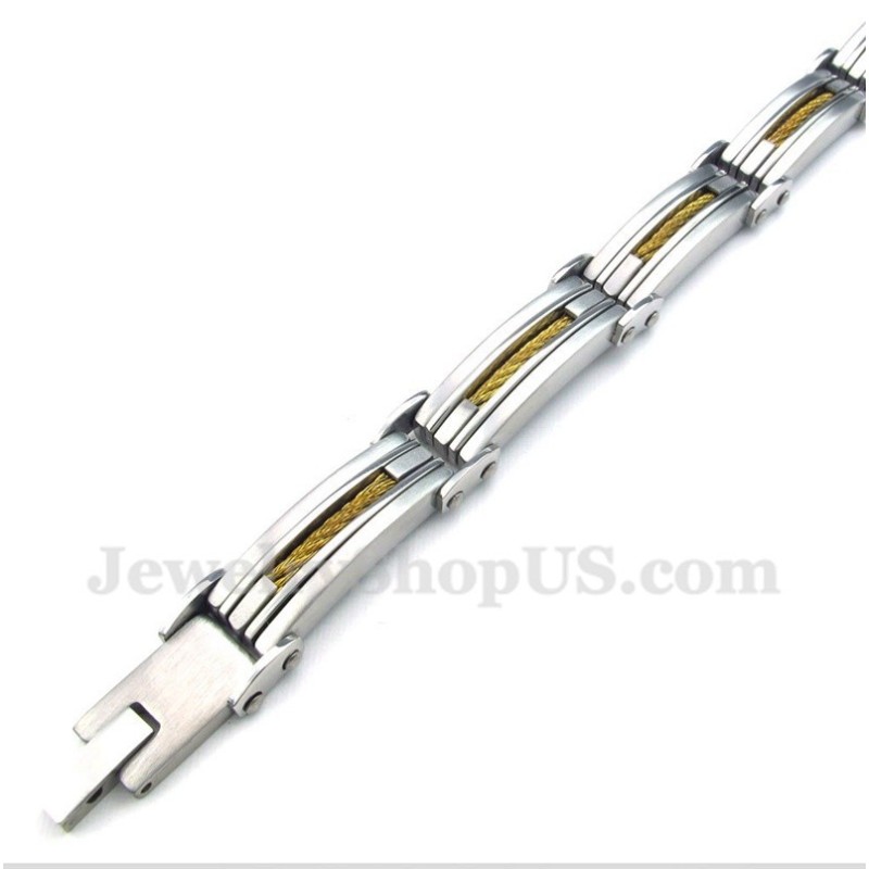 Heren Titanium Gouden Kabelarmband